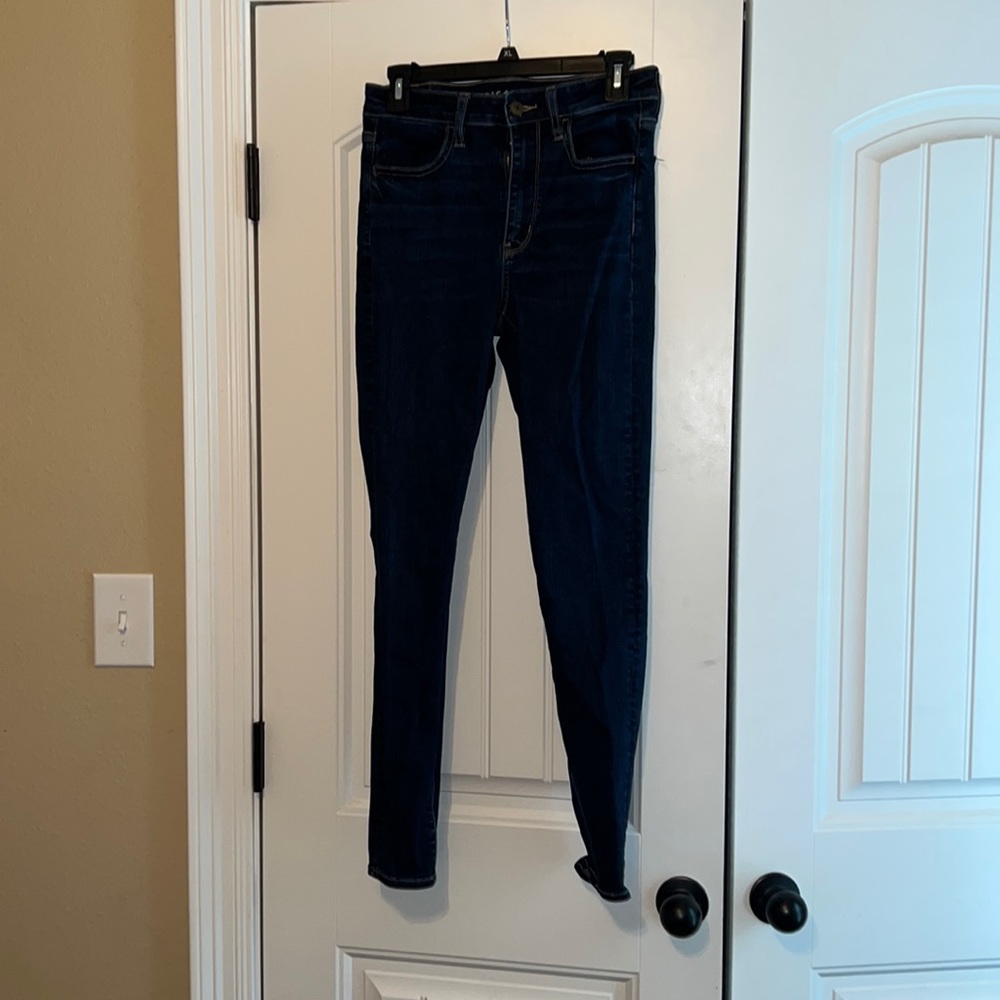Dark wash super high rise jeggings